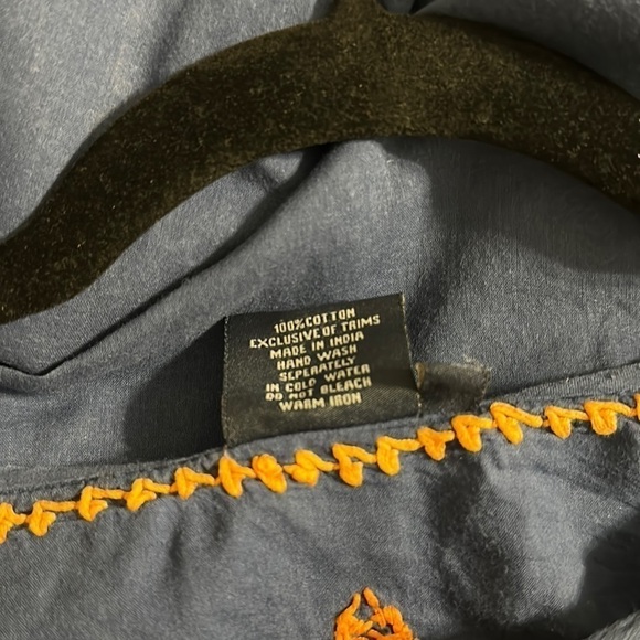 Madison Mathews Navy Tunic with Orange Embroidery Size Large - Picture 9 of 9